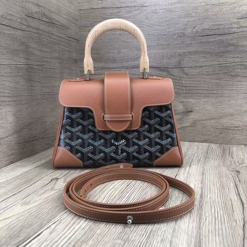 Goyard Mini Saigon Top Handle Black Tan Goyardine Canvas Auth euc Duty Paid