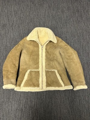 G.L. Bowron Wool-N-Suede WOMENS Brown Shearling Leather Jacket Reversible Zip Up