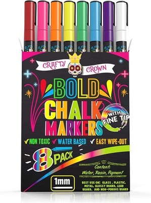 Bold Chalk Markers - Dry Erase Marker Pens - 8 Count (Pack of 1), Multicolor