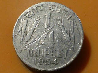 INDE 1/4 RUPEE 1954 RECHERCHEE & QUALITE TB !