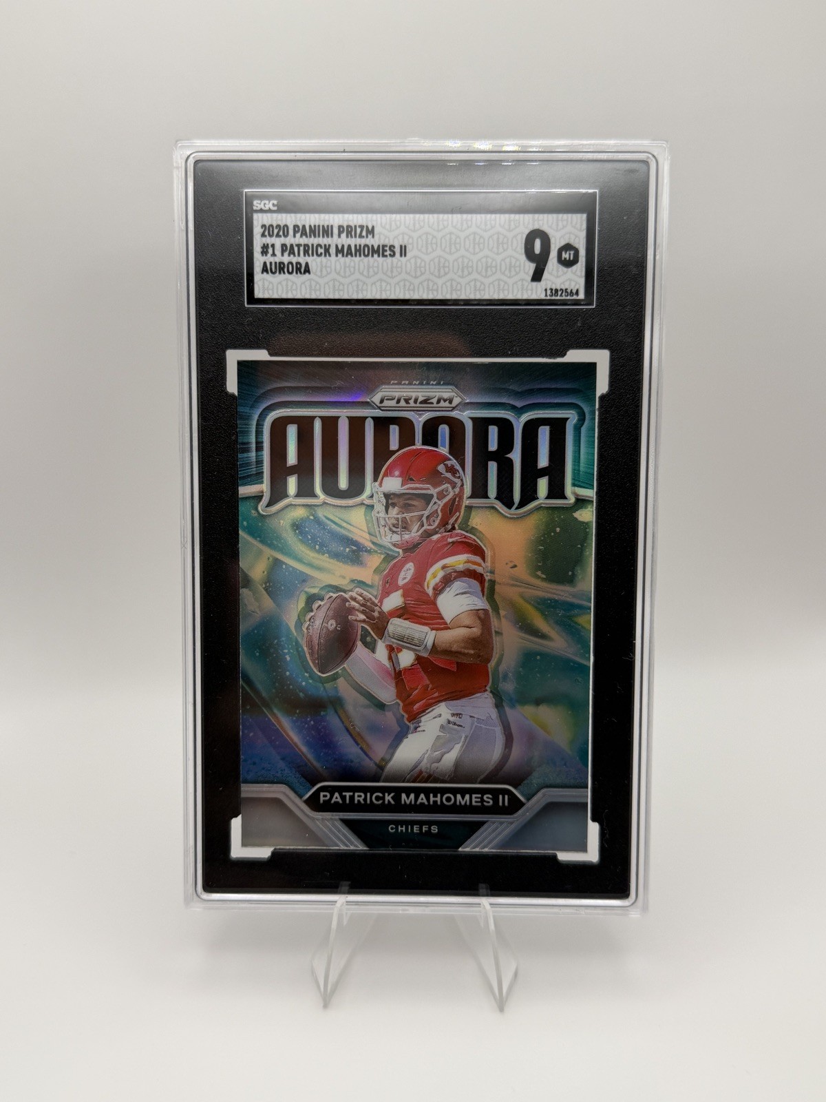 2020 PRIZM PATRICK MAHOMES AURORA CASE HIT SP SGC 9