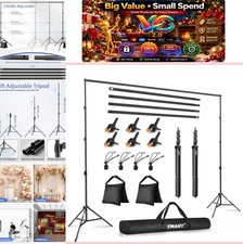 Photo Backdrop Stand 8.5x10ft Adjustable Background Support Kit with Clamps