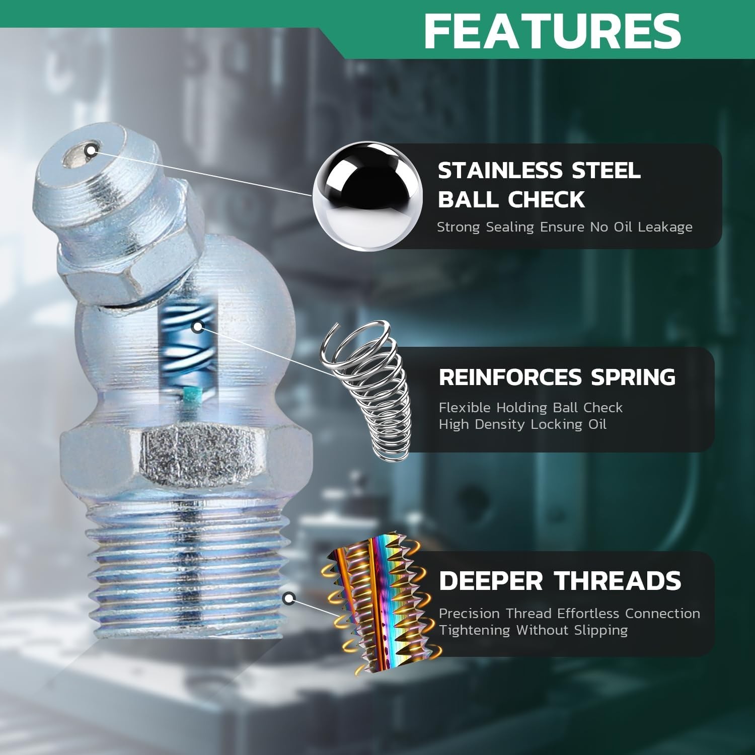 Grease Fittings Assortment, 165PCS Metric Zerk Grease Fittings NPT M6 M8 M10, St