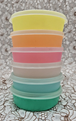 Vintage Tupperware Pastel Little Wonders 6oz Snack Bowls & Lids  #1286 Set of 6