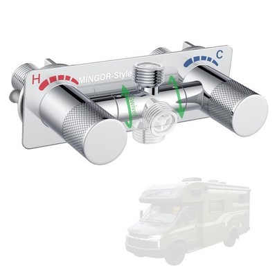 4'' All Metal RV Shower Faucet , Leak-Proof Design with Easy Control Knob, Cam...