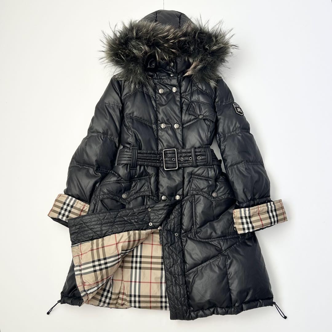 Burberry Blue Label Black Down Coat Size 40 Warm Winter Jacket