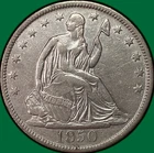 1850-O Seated Liberty Half Dollar Almost Uncirculated AU Coin, Cleaning #38133