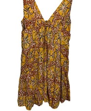 Urban Outfitters UO Claudette Floral Print Smock Yellow Brown Women’s Size XS