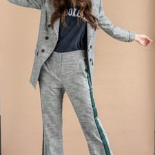 Veronica Beard Cormac Trouser Glen Plaid Green Stripe size 10