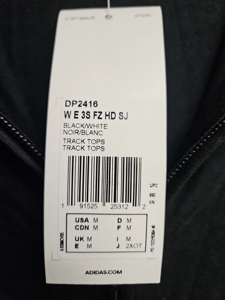 Women's Adidas Zippered Lightweight Sweatshirt Black With White Stripes - Image 4 of 4