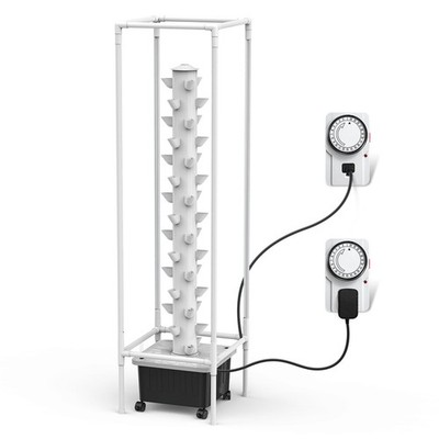 Vertical Hydroponic Growing System Tower with LED Grow Lights 45 Pods Home Farm