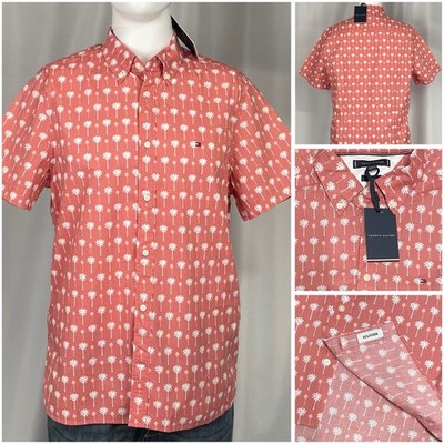 Tommy Hilfiger Muti Color Palm Trees Short Sleeved Shirt Large -New  NWT Peach