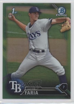 2016 Bowman Chrome Prospects Green Refractor 94/99 Jacob Faria #BCP186 z6b