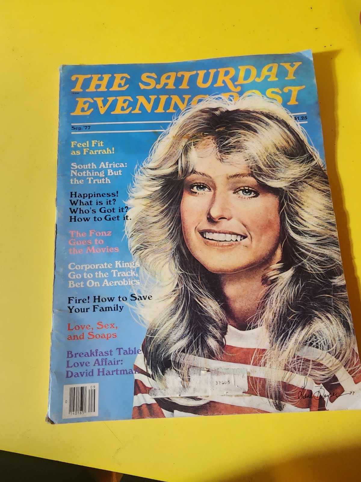 Vintage The Saturday Evening Post Magazine Farrah Fawcett Cover Sept 1977