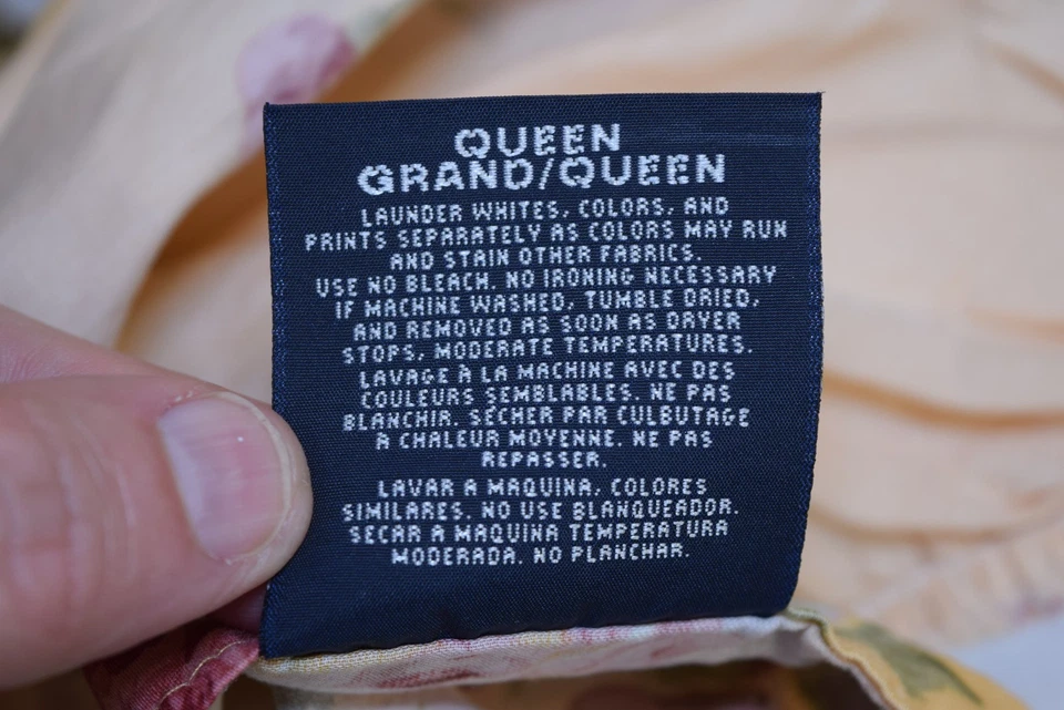 Falda de cama vintage Ralph Lauren Kathleen Queen amarillo repollo rosa polvo volantes Foto 3 de 4