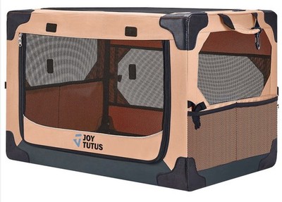 JOY TUTUS 26  X 18  X 18  Orange Collapsible Animal Crate (Medium - 44lb)