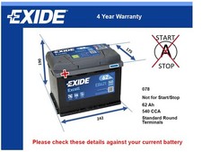 Battery fits JEEP PATRIOT CHEROKEE COMPASS WRANGLER CJ5 - CJ8 Exide 078