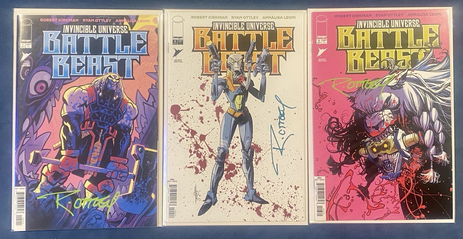 SIGNED OTTLEY Invincible Universe Battle Beast #1,2 & 3 COA NM