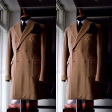 Cashmere Men's Long Overcoat Double Breasted Outdoor Man Wool Coats Business