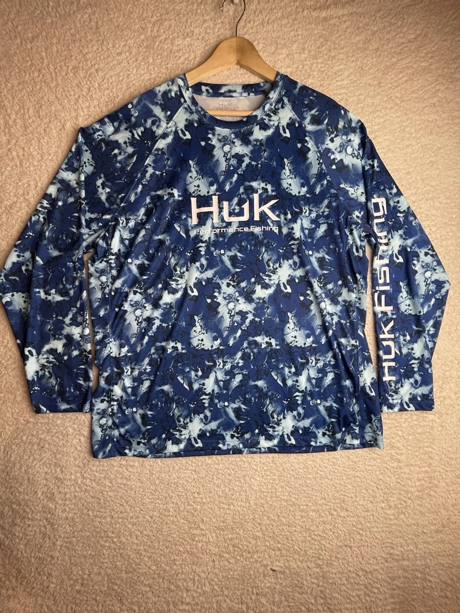 Huk Performance Fishing Long Sleeve Sun Shirt Blue