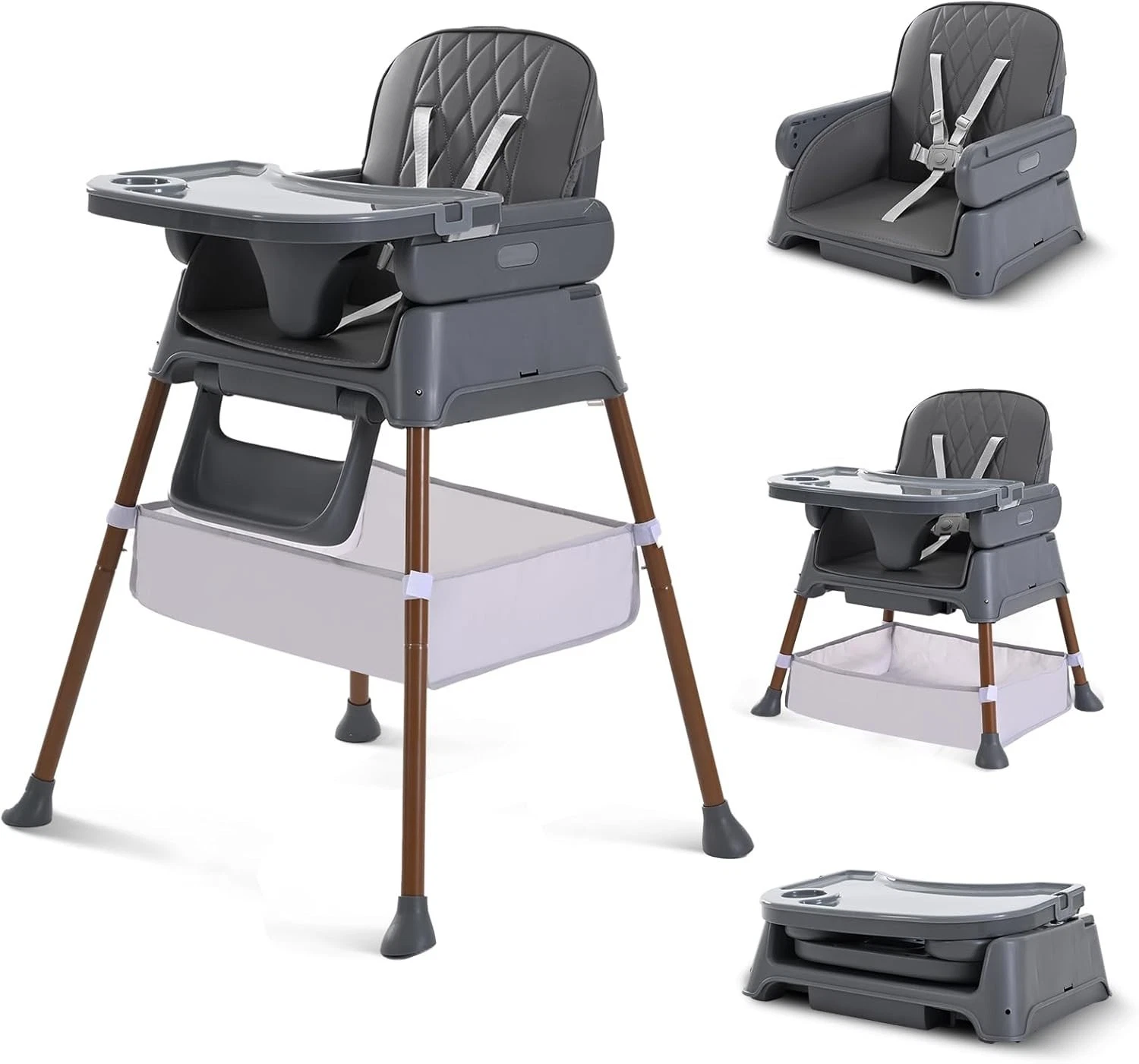 High Chair for Babies and Toddlers, Adjustable Convertible 3 in 1 Portable
Opens in a new window or
