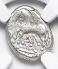 Celtic Gaul Sequani, Ancient France 50 Bc Ar Quinarius, Silver Caesar Coin, Ngc