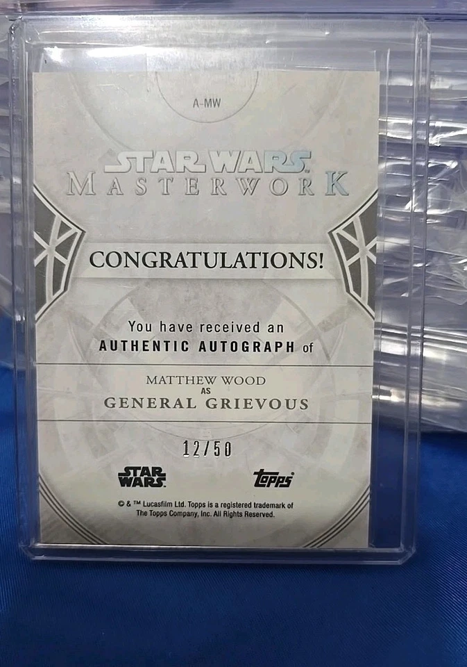 Topps Star Wars Masterwork Matthew Wood as General Grievous Auto A-MW /50 - Image 2 of 2