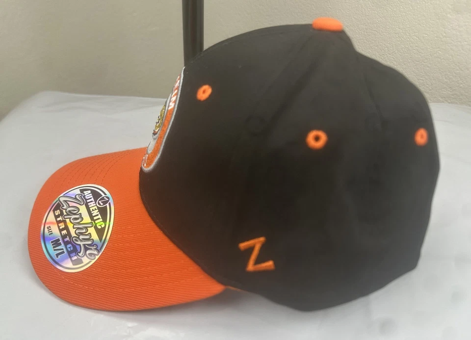 Gorra ajustada Zephyr Stretch M/L NHL Mighty Ducks negra/naranja unisex nueva Foto 2 de 4