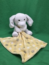Little Beginnings White Puppy Dog Security Blanket Yellow Polka Dot Lovey Plush