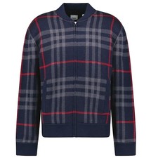 Burberry Mens LG Morland Check Full Zip Knit Bomber Sweater Jacket, 8091165