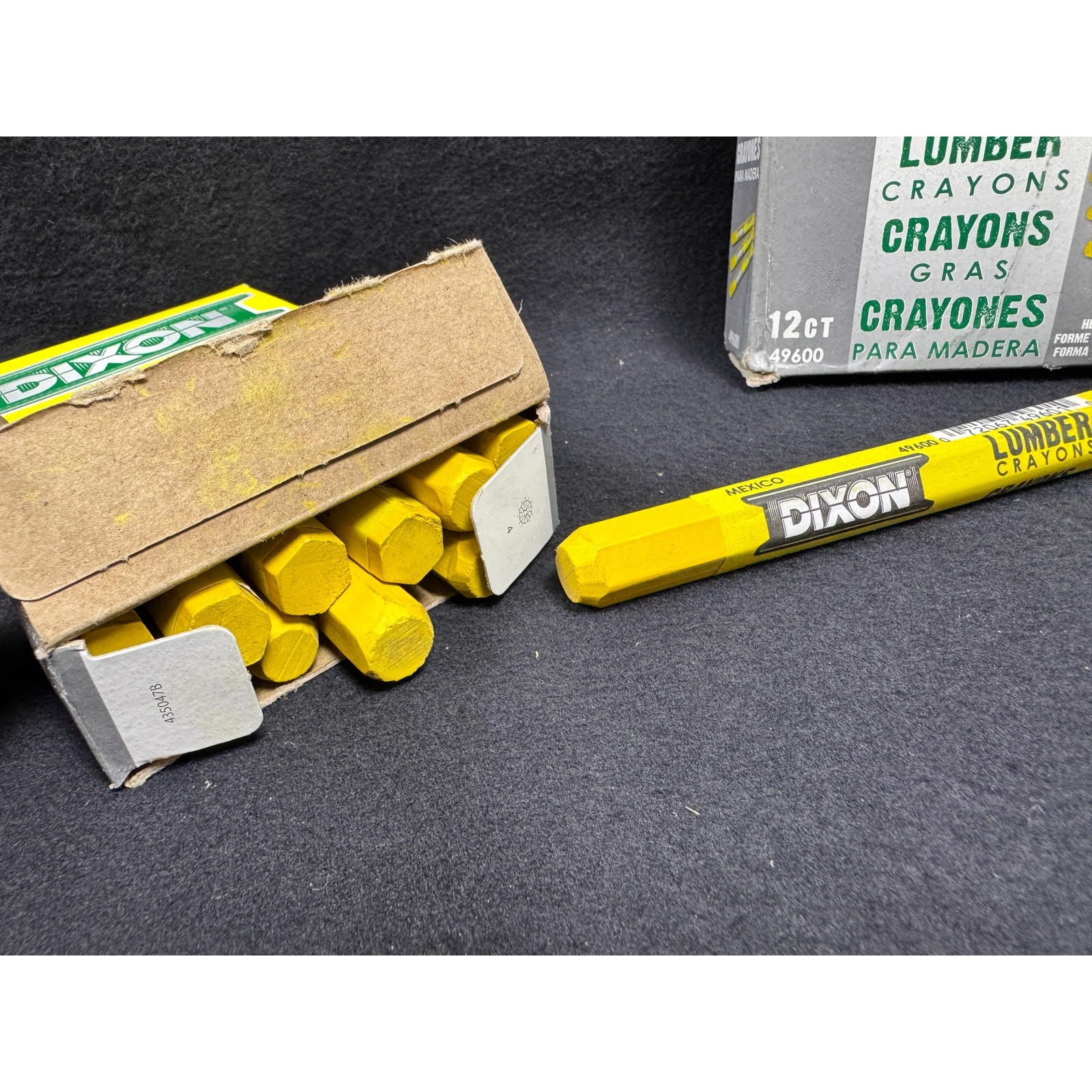Qty 24 - NOS Dixon Yellow Lumber Crayons / Wood Markers New Old Stock