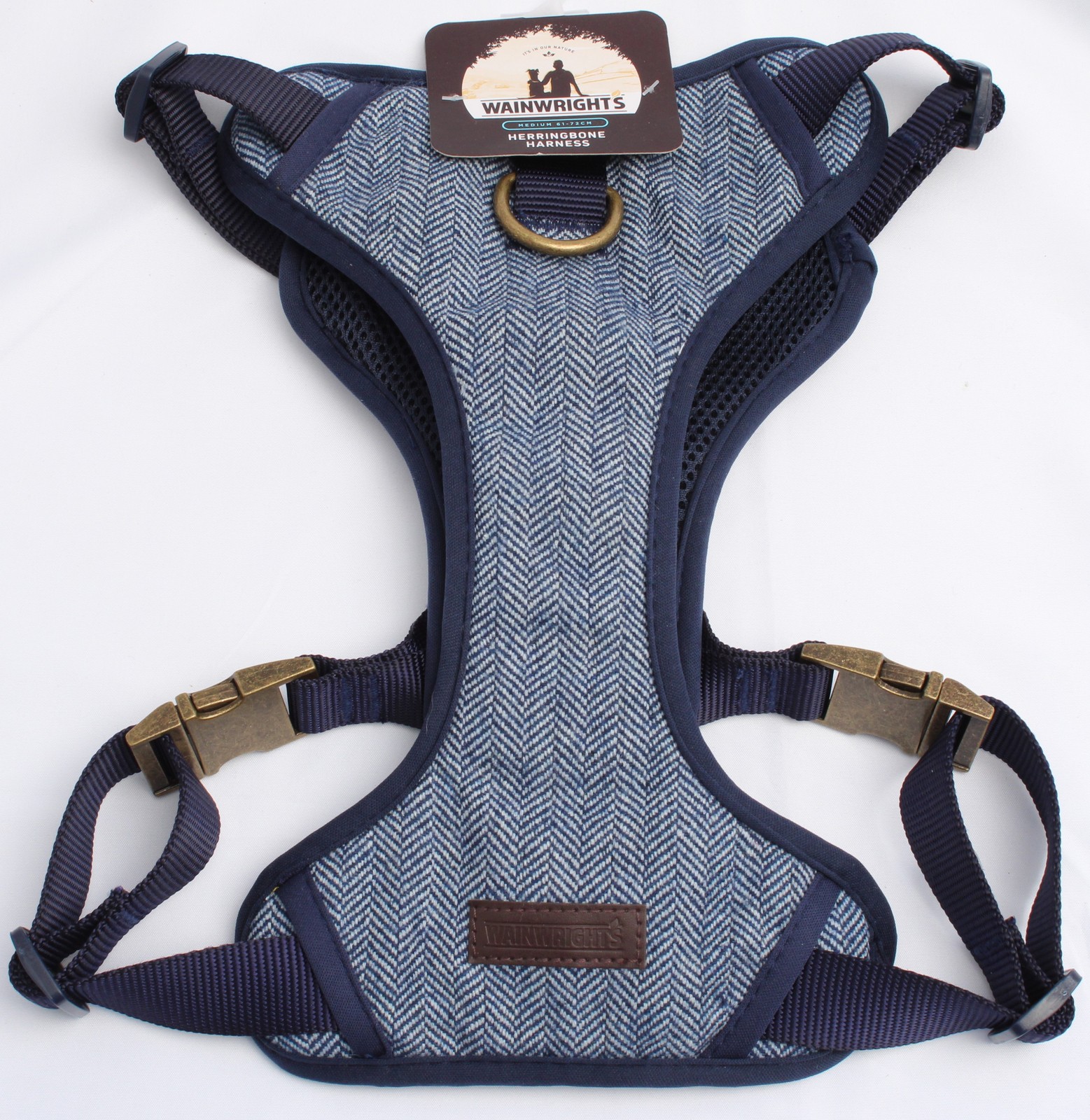 Wainwright's Navy Blue Herringbone Dog Harness - Medium 61-72cm