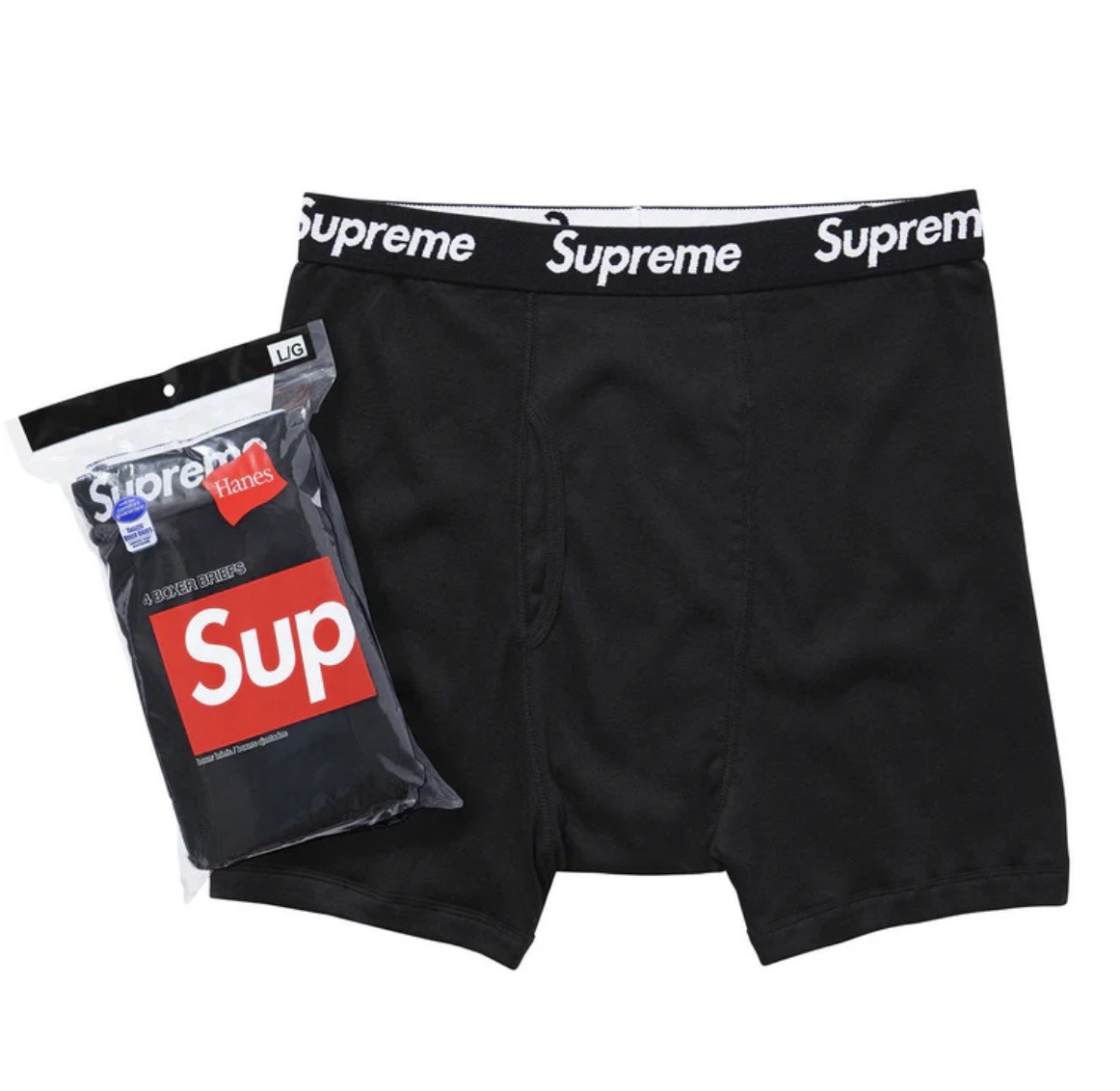 NEW Supreme Hanes Boxer Briefs Black Underwear S-M-L-XL-XXL (Each