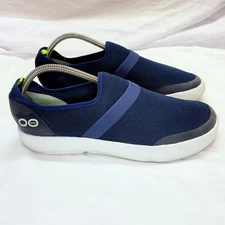 Oofos OOmg Fibre Low Women's Size 11 EU 42 Slip On Sneakers Shoes Blue Recovery