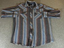 Wrangler Western Shirt Men XL Blue Stripe Pearl Snap Long Sleeve Workwear Cowboy