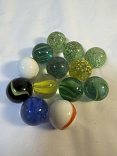 13 Large Shooter Marbles Mixed Lot Glass Swirl Speckled Assorted