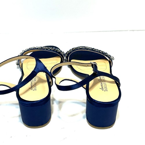 BADGLEY MISCHKA American Glamour Venus Shoes Low Block Heel Jeweled Blue Size 7 - Picture 4 of 15