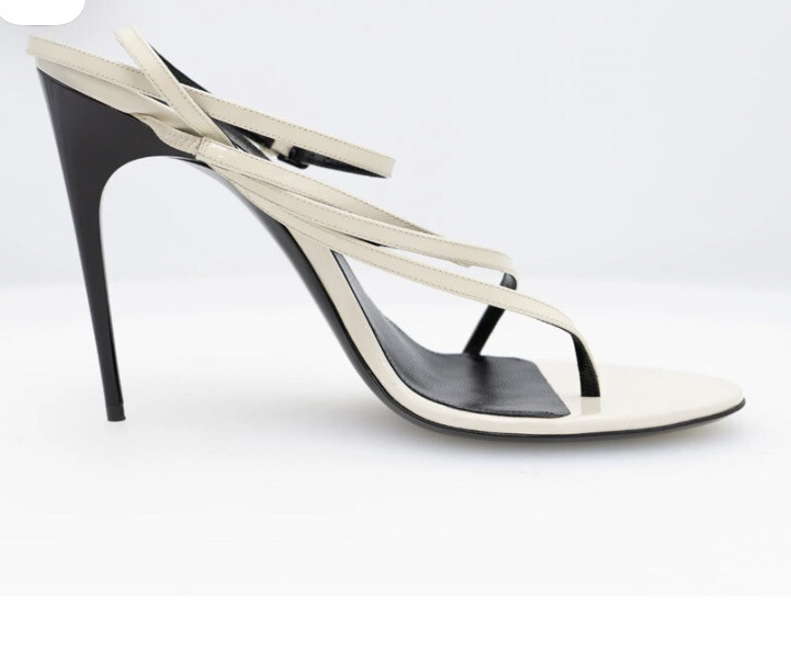 Scarpe sandali donna Saint Laurent bianco beige Paris 105 vernice eu 41