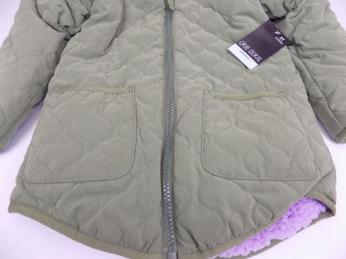 NEW! Okie Dokie Baby Girls Reversible Hooded Olive Jacket Toddler Size 3 T - Picture 4 of 16