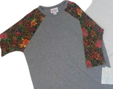 HTF New WIth Tags LuLaRoe Sloan Tee Size 12 Baseball Style rose Pattern