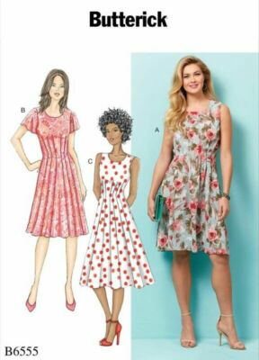 Butterick B6555 Misses Summer Dress, Flared Dress Sewing Pattern Size 6-14/14-22