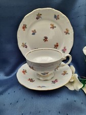 Weimar Porzellan Sammeltasse edle alte  Kaffeetasse Gedeck 3 tlg. Streublumen 