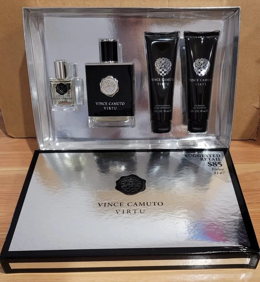 Vince Camuto VIRTU Cologne for Men 4 pcs SET 3.4 oz EDT Spray + Aftershave  Balm