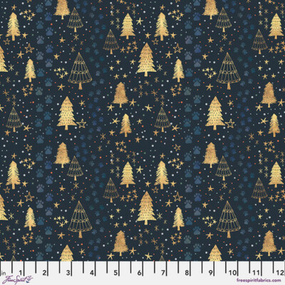 Free Spirit Mia Charro Christmas Squad Follow The Tracks Navy Fabric By Yard