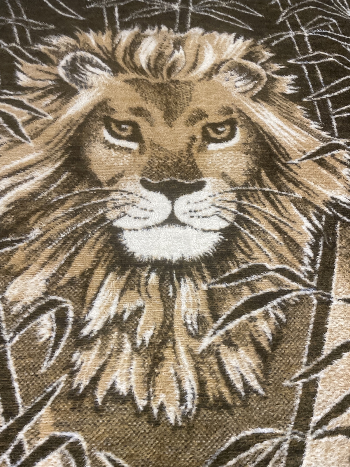 Vintage Biederlack Tiger Head Brown Blanket Throw Animal Reversible 74