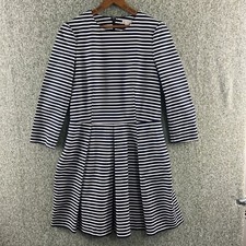 Gap Dress Womens 10 Tall Blue Navy Striped Fit Flared Long Sleeve Short Stretch