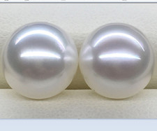 Pair of 11-12mm Natural South Sea Genuine White Round Loose Pearl Undrilled 7688
