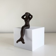 Mermaid Ornament Figurine Cast Iron Statue Home Decor Garden Outdoor Bathroom