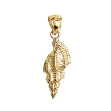 New 14k Yellow Gold Conch Shell Pendant