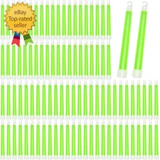 Bright 6 Inch Large Glow Sticks Bulk Green Emergency Glow in the Dark Sticks wit